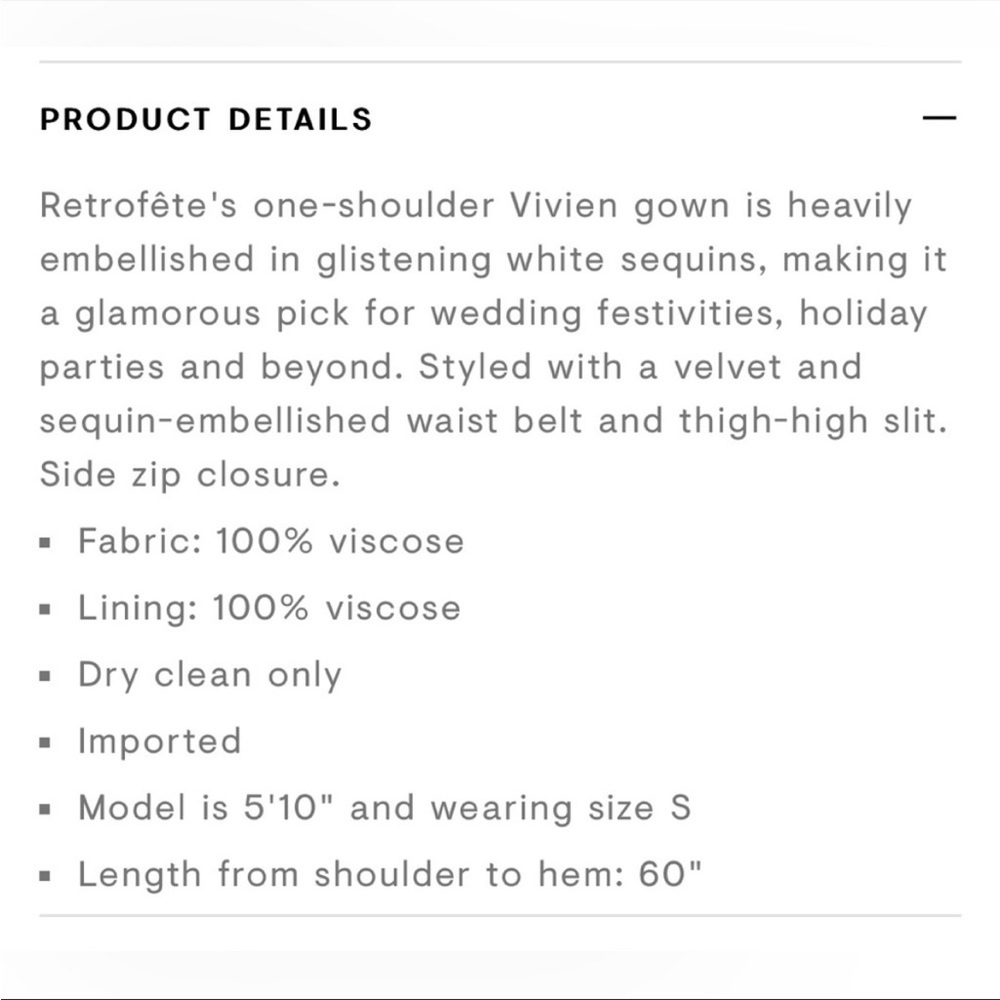 Retrofete Vivien One-Shoulder Sequin Gown | Moonglow White | Med | NWT - Picture 7 of 8